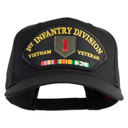 1st Infantry Division Vietnam Veteran Patched Solid Cotton Twill 5 Panel Prostyle Snap Cap - Black OSFM