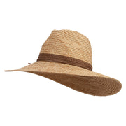 4 Inch Large Flat Brim Paper Braid Hat - Natural OSFM