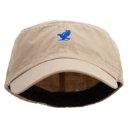 Simple Crow Logo Embroidered Big Size Fitted Ripstop Cotton Military Army Cap - Khaki XL-2XL
