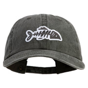 Fish Bone Patched Unstructured Pigment Dyed Cotton Cap - Black OSFM