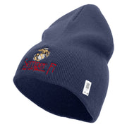 United States Marines Semper Fi Emblem Symbol Embroidered 8 Inch Solid Knit Short Beanie Made in USA - Navy OSFM