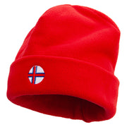Faroe Islands Sign Embroidered Big Size Reversible Micro Fleece Cap - Red XL-3XL
