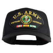 U.S. Army Seal Vietnam Veteran Patched Solid Cotton Twill 5 Panel Prostyle Snap Cap - Black OSFM