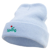 Spring Logo Embroidered Super Stretch Knit Watch Cap Beanie - Columbia-Blue OSFM
