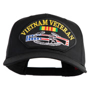 Vietnam Veteran Gun Patched Solid Cotton Twill 5 Panel Prostyle Snap Cap - Black OSFM