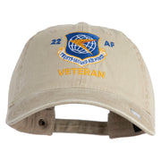 Twenty Second Air Force Veteran Embroidered Washed Solid Pigment Dyed Cotton Twill Brass Buckle Cap - Khaki OSFM