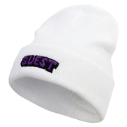 Quest Embroidered 12 Inch Long Knitted Beanie - Olive OSFM