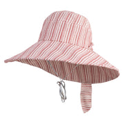 Women's Stripe Design 5" Wide Brim Hat - Red OSFM