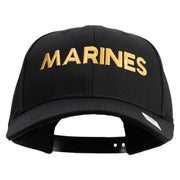 Marines Letter Embroidered 6 Panel Structured Cotton Twill Cap Made in USA - Black OSFM