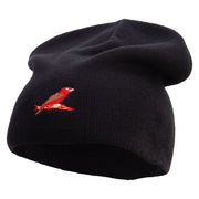 Exotic Bird Embroidered Big Size Superior Cotton Short Knit Beanie - Black XL-3XL