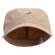 Artistic Europe Sunshine Icon Embroidered Big Size Cotton Fitted Military Cap - Khaki 7-3-4