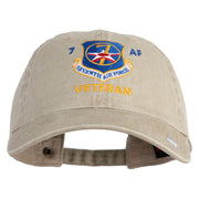 Seventh Air Force Veteran Embroidered Washed Solid Pigment Dyed Cotton Twill Brass Buckle Cap - Khaki OSFM
