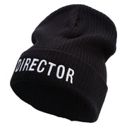 Director Embroidered Big Size Cuff Long Beanie - Black XL-3XL