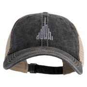 Dubai Skyline Embroidered Pigment Dyed Mesh Cap - Black-Khaki OSFM