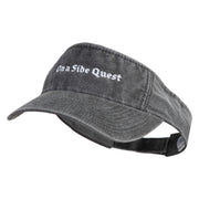 On a Side Quest Embroidered Pigment Dyed Cotton Twill Visor - Black OSFM
