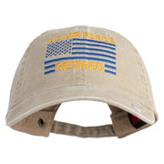 US Air Force Retired Flag Embroidered Solid Cotton Twill Low Profile Strap Cap - Khaki OSFM