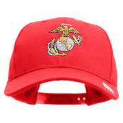 US Marine Corps Emblem Embroidered 6 Panel Structured Cotton Twill Cap Made in USA - Red OSFM