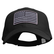 Grey American Flag Patched Big Size High Profile Twill Cap - Black XL-3XL