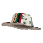 Hand Made Rasta Hemp Multi Pattern Floppy Bucket Hat - Multi OSFM