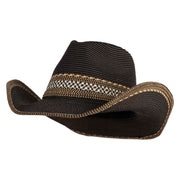 UPF 50+ Women's Multi Colored Tribal Weave Cowboy Hat - Black OSFM