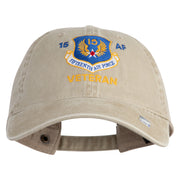 15 AF Fifteenth Air Force Veteran Embroidered Washed Solid Pigment Dyed Cotton Twill Brass Buckle Cap - Khaki OSFM