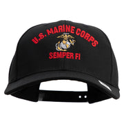 US Marine Corps Semper Fi Embroidered 6 Panel Structured Cotton Twill Cap Made in USA - Black OSFM