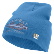Licensed Combat Infantryman Embroidered 8 Inch Knitted Short Beanie - Sky-Blue OSFM