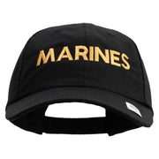 Marines Letter Embroidered 6 Panel Unstructured Cotton Twill Cap Made in USA - Black OSFM