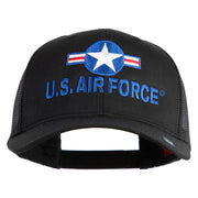 U.S. Air Force Roundel Embroidered Solid Cotton Twill Mesh Prostyle Cap - Black OSFM