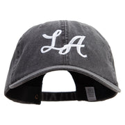 L A Embroidered Big Size Washed Pigment Dyed Cap - Black XL-3XL