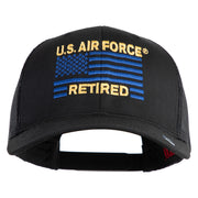 US Air Force Retired Flag Embroidered Solid Cotton Twill Mesh Prostyle Cap - Black OSFM