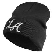 Graffiti LA Embroidered Big Size Cuff Long Beanie - Black XL-3XL