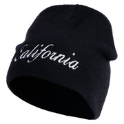 California Letter Embroidered Big Size 8 Inch New Solid Color Short Beanie - Navy OSFM