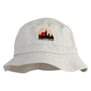 Oklahoma Skyline Embroidered Big Size Washed Hat - Beige XL-2XL