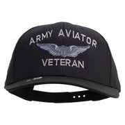 Licensed Army Aviator Veteran Embroidered Solid Cotton Twill Pro Style Cap - Black OSFM