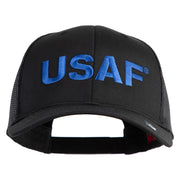 USAF Blue Letter Embroidered Solid Cotton Mesh Cap - Black OSFM