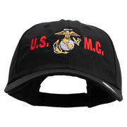 USMC Design Embroidered 6 Panel Unstructured Cotton Twill Cap Made in USA - Black OSFM