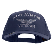 Licensed Army Aviator Veteran Embroidered Solid Cotton Twill Mesh Prostyle Cap - Navy OSFM