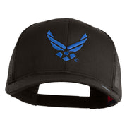US Air Force Wing Embroidered Solid Cotton Twill Mesh Cap - Charcoal OSFM