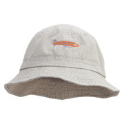 Blimp Illustration Embroidered Big Size Washed Bucket Hat - Beige XL-2XL