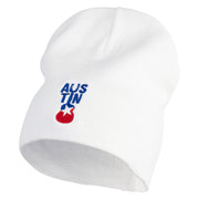Acoustic Austin Texas Embroidered Big Size Superior Cotton Short Knit Beanie - White XL-3XL