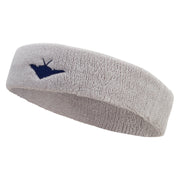 Airplane Silhouette Embroidered Head Band (Terry) - Lt-Grey OSFM