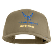 US Air Force Retired with Wing Embroidered Solid Cotton Cap - Khaki OSFM