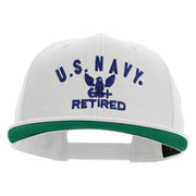 Licensed Eagle Navy Retired Embroidered Wool Blend Prostyle Snapback Cap - White OSFM