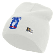 Licensed 173rd Airborne Brigade Combat Team Embroidered 8 Inch Knitted Short Beanie - White OSFM