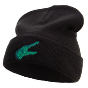 Alligator Embroidered Big Size Acrylic Long Beanies - Black OSFM