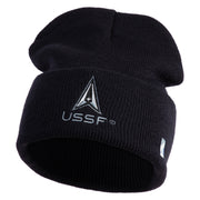 USSF with Delta Logo Embroidered 12 Inch Cuff Long Beanie - Black OSFM