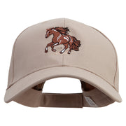 Horse Embroidered New Big Size High Profile Twill Cap - Khaki XL-3XL