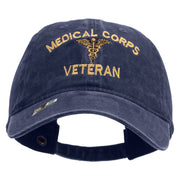 Licensed Medical Corps Veteran Embroidered Washed Solid Pigment Dyed Cotton Twill Brass Buckle Cap - Navy OSFM