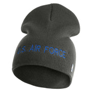 US Air Force Blue Letter Symbol Embroidered 8" Short Beanie - Charcoal OSFM